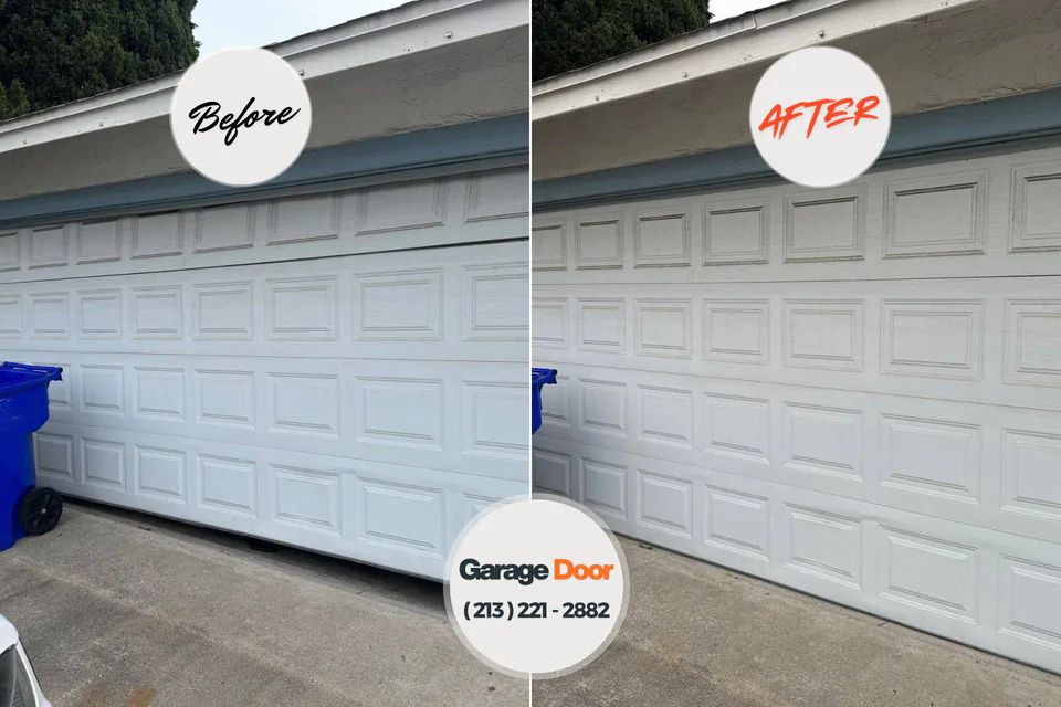 Before and after: garage door repair Harris Hill, NY